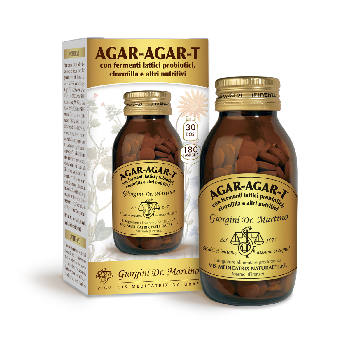 AGAR-AGAR-T con fermenti lattici e clorofilla 180 pastiglie
